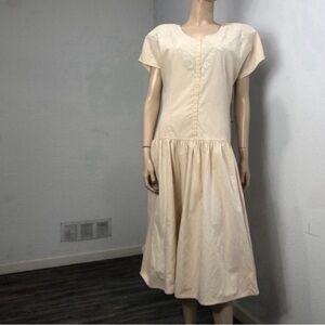 Together Cream Button-Front Midi Dress